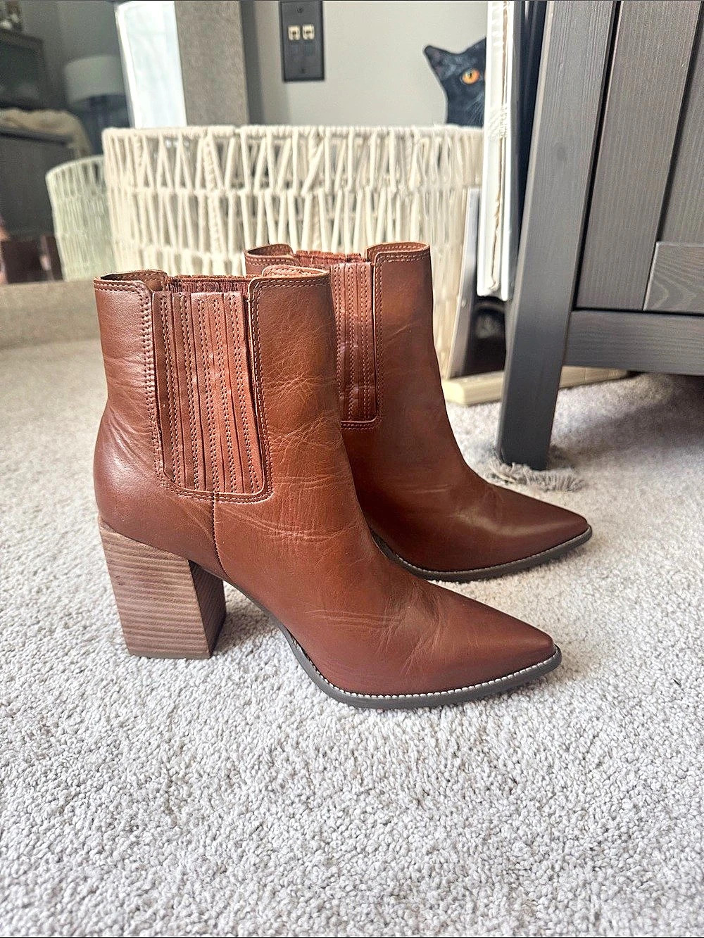 Steve Madden Cate Brown Pointed Toe Heeled Ankle Boots